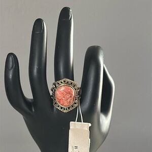NWT Barse Orange Sponge Coral & Bronze Ring Size 7.5